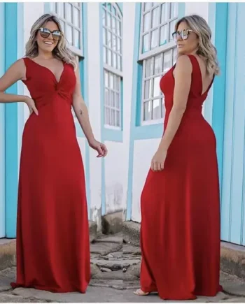 Vestido Longo Decote Em V