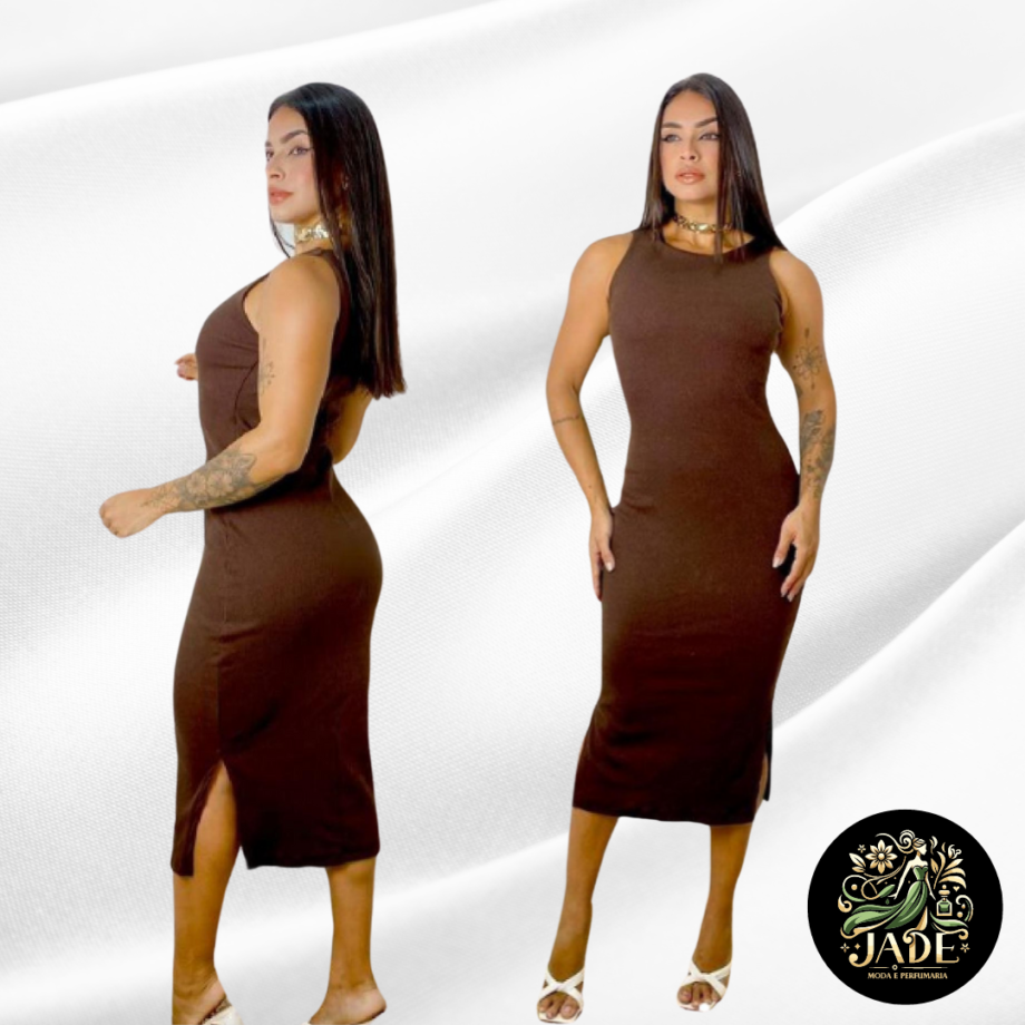 Vestido Midi Canelado Regata