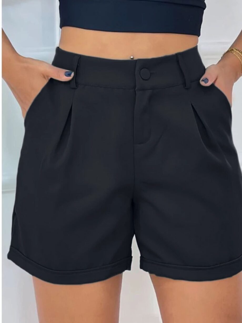 Short Alfaiataria Plissado Elegante