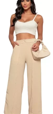 Calça Feminina Pantalona Wide Leg Social Duna Solta